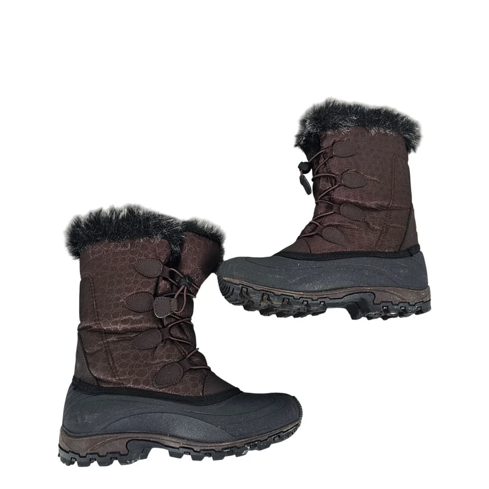 Kamik Momentum Womens Snow Boots Dark Brown Waterproof Insulated Faux Fur Size 6